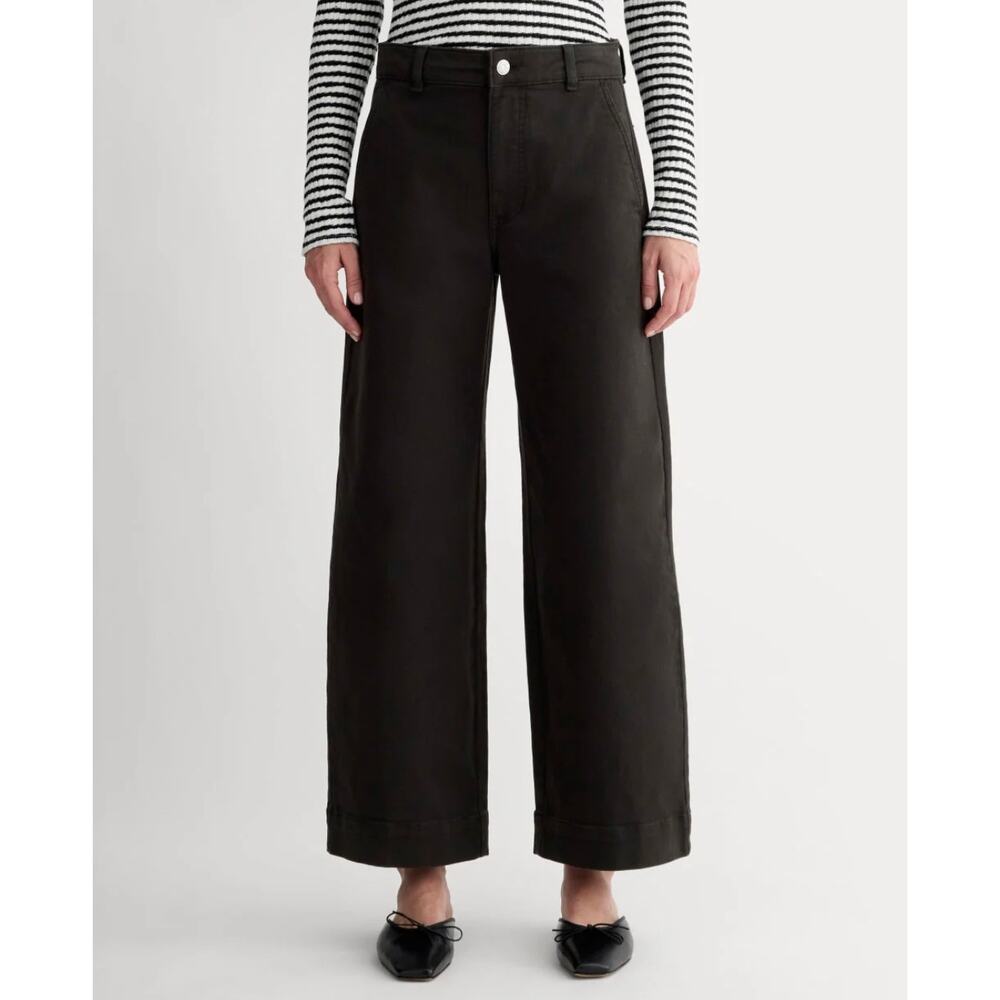 NWT Everlane The Utility Wide-Leg High-Rise Black Denim Jeans Size 6 Regular